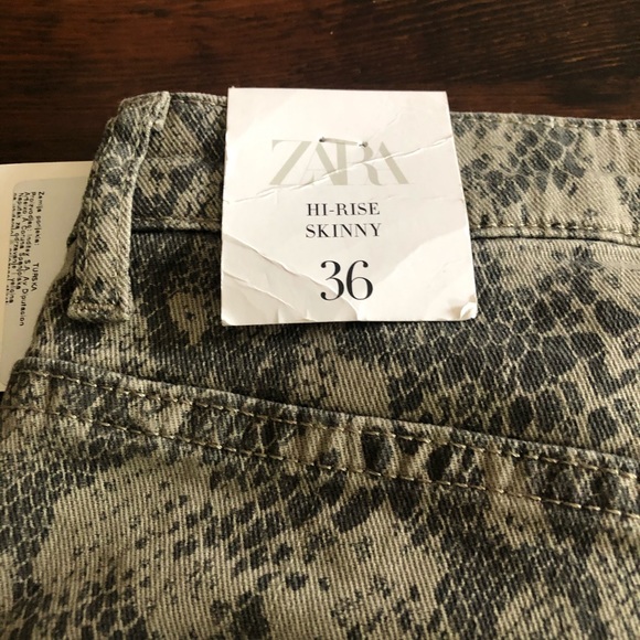 Zara High Rise Skinny Jeans Snakeskin Pattern Size 4 - Picture 7 of 10